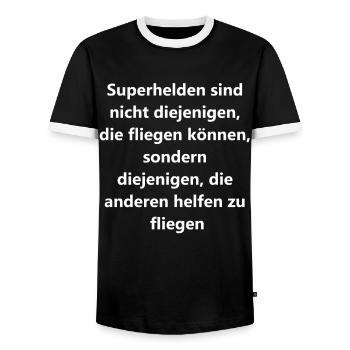Superhero Gift - Men's Ringer Shirt - black/white - Front - AI Model Female 172 light (172cm) & AI Model Male 178 light (178cm)