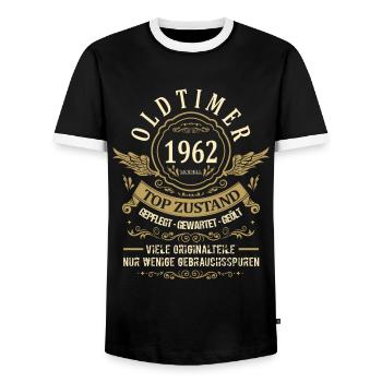 Geburtsjahr 1962 Geburtstag Oldtimer Top Zustand - Männer Kontrast-T-Shirt - Schwarz/Weiß - Vorne - AI Model Female 172 light (172cm) & AI Model Male 178 light (178cm)