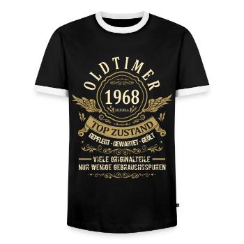 Geburtsjahr 1968 Geburtstag Oldtimer Top Zustand - Männer Kontrast-T-Shirt - Schwarz/Weiß - Vorne - AI Model Female 172 light (172cm) & AI Model Male 178 light (178cm)