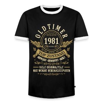 Geburtsjahr 1981 Geburtstag Oldtimer Top Zustand - Männer Kontrast-T-Shirt - Schwarz/Weiß - Vorne - AI Model Female 172 light (172cm) & AI Model Male 178 light (178cm)