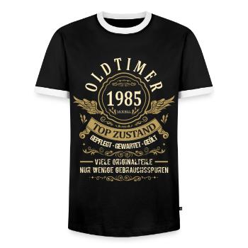 Geburtsjahr 1985 Geburtstag Oldtimer Top Zustand - Männer Kontrast-T-Shirt - Schwarz/Weiß - Vorne - AI Model Female 172 light (172cm) & AI Model Male 178 light (178cm)