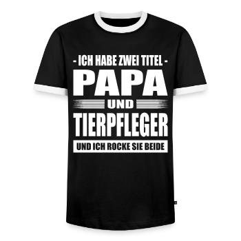 Zwei Titel Papa Und Tierpfleger Tierliebhaber - Männer Kontrast-T-Shirt - Schwarz/Weiß - Vorne - AI Model Female 172 light (172cm) & AI Model Male 178 light (178cm)