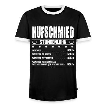Hufschmied Stundenlohn Hufbeschlagschmied Schmied - Männer Kontrast-T-Shirt - Schwarz/Weiß - Vorne - AI Model Female 172 light (172cm) & AI Model Male 178 light (178cm)