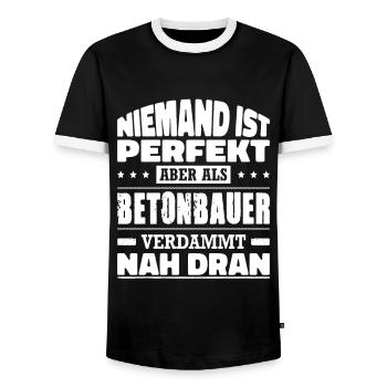 Niemand Ist Perfekt Aber Als Betonbauer Nah Dran - Männer Kontrast-T-Shirt - Schwarz/Weiß - Vorne - AI Model Female 172 light (172cm) & AI Model Male 178 light (178cm)