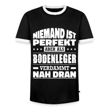 Niemand Ist Perfekt Aber Als Bodenleger Nah Dran - Männer Kontrast-T-Shirt - Schwarz/Weiß - Vorne - AI Model Female 172 light (172cm) & AI Model Male 178 light (178cm)