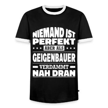 Niemand Ist Perfekt Aber Als Geigenbauer Nah Dran - Männer Kontrast-T-Shirt - Schwarz/Weiß - Vorne - AI Model Female 172 light (172cm) & AI Model Male 178 light (178cm)