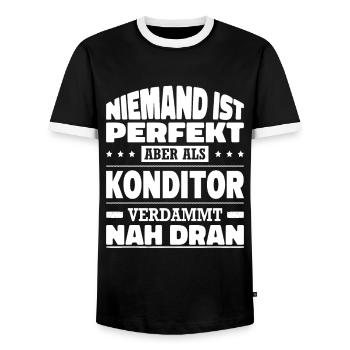 Niemand Ist Perfekt Aber Als Konditor Nah Dran - Männer Kontrast-T-Shirt - Schwarz/Weiß - Vorne - AI Model Female 172 light (172cm) & AI Model Male 178 light (178cm)