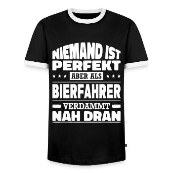 Niemand Ist Perfekt Bierfahrer Bier Lieferant - Männer Kontrast-T-Shirt - Schwarz/Weiß - Vorne - AI Model Female 172 light (172cm) & AI Model Male 178 light (178cm)
