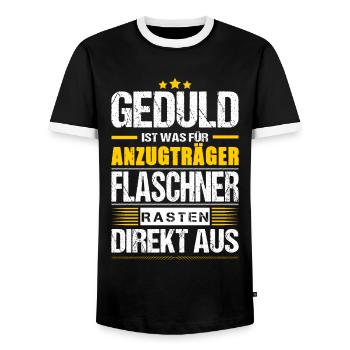 Geduld Ist Was Für Anzugträger Flaschner Spruch - Männer Kontrast-T-Shirt - Schwarz/Weiß - Vorne - AI Model Female 172 light (172cm) & AI Model Male 178 light (178cm)