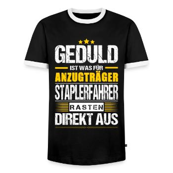 Geduld Ist Was Für Anzugträger Staplerfahrer - Männer Kontrast-T-Shirt - Schwarz/Weiß - Vorne - AI Model Female 172 light (172cm) & AI Model Male 178 light (178cm)