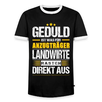 Geduld Ist Was Für Anzugträger Landwirte Spruch - Männer Kontrast-T-Shirt - Schwarz/Weiß - Vorne - AI Model Female 172 light (172cm) & AI Model Male 178 light (178cm)