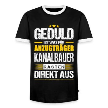 Geduld Ist Was Für Anzugträger Kanalbauer Spruch - Männer Kontrast-T-Shirt - Schwarz/Weiß - Vorne - AI Model Female 172 light (172cm) & AI Model Male 178 light (178cm)