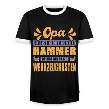 Opa Du Bist Nicht Nur Der Hammer Werkzeugkasten - Männer Kontrast-T-Shirt - Schwarz/Weiß - Vorne - AI Model Female 172 light (172cm) & AI Model Male 178 light (178cm)