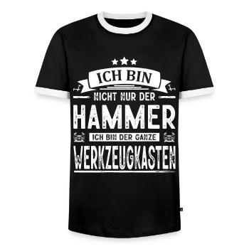 Ich Bin Nicht Nur Der Hammer Werkzeugkasten Ironie - Männer Kontrast-T-Shirt - Schwarz/Weiß - Vorne - AI Model Female 172 light (172cm) & AI Model Male 178 light (178cm)