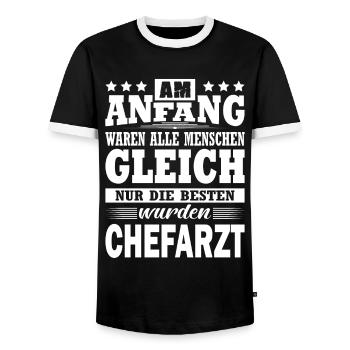 Am Anfang Waren Alle Menschen Gleich ChefarzT - Männer Kontrast-T-Shirt - Schwarz/Weiß - Vorne - AI Model Female 172 light (172cm) & AI Model Male 178 light (178cm)