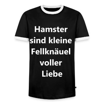 Hamstergeschenk - Männer Kontrast-T-Shirt - Schwarz/Weiß - Vorne - AI Model Female 172 light (172cm) & AI Model Male 178 light (178cm)