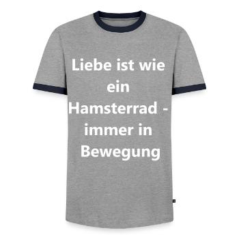 Funny hamster gift - Men's Ringer Shirt - grey/navy  - Front - AI Model Female 172 light (172cm) & AI Model Male 178 light (178cm)