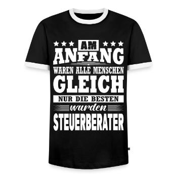 Am Anfang Waren Alle Menschen Gleich Steuerberater - Männer Kontrast-T-Shirt - Schwarz/Weiß - Vorne - AI Model Female 172 light (172cm) & AI Model Male 178 light (178cm)