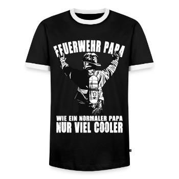 Feuerwehr Papa Wie Ein Normaler Papa Nur Cooler - Männer Kontrast-T-Shirt - Schwarz/Weiß - Vorne - AI Model Female 172 light (172cm) & AI Model Male 178 light (178cm)