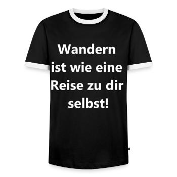Wanderfreude Geschenk - Männer Kontrast-T-Shirt - Schwarz/Weiß - Vorne - AI Model Female 172 light (172cm) & AI Model Male 178 light (178cm)