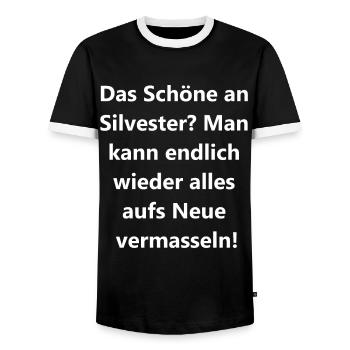 Silvester Fail Geschenk - Männer Kontrast-T-Shirt - Schwarz/Weiß - Vorne - AI Model Female 172 light (172cm) & AI Model Male 178 light (178cm)