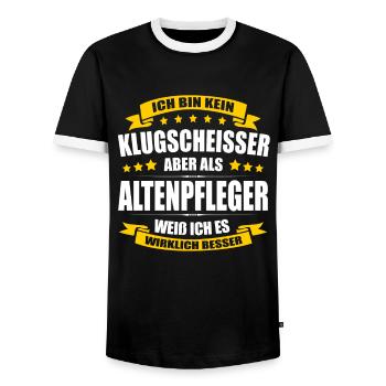 Ich Bin Kein Klugscheisser Altenpfleger Pflege - Männer Kontrast-T-Shirt - Schwarz/Weiß - Vorne - AI Model Female 172 light (172cm) & AI Model Male 178 light (178cm)