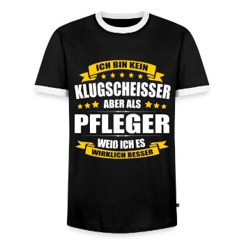 Ich Bin Kein Klugscheisser Pfleger Krankenpflege - Männer Kontrast-T-Shirt - Schwarz/Weiß - Vorne - AI Model Female 172 light (172cm) & AI Model Male 178 light (178cm)