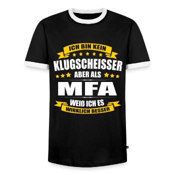Ich Bin Kein Klugscheisser MFA Arzthelferin - Männer Kontrast-T-Shirt - Schwarz/Weiß - Vorne - AI Model Female 172 light (172cm) & AI Model Male 178 light (178cm)