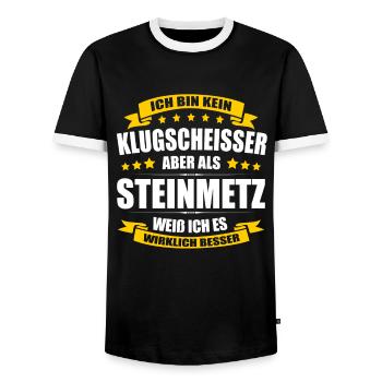 Ich Bin Kein Klugscheisser Steinmetz Meister - Männer Kontrast-T-Shirt - Schwarz/Weiß - Vorne - AI Model Female 172 light (172cm) & AI Model Male 178 light (178cm)