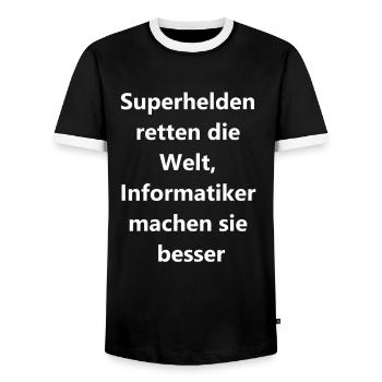 Heldenhafter Code Geschenk - Männer Kontrast-T-Shirt - Schwarz/Weiß - Vorne - AI Model Female 172 light (172cm) & AI Model Male 178 light (178cm)