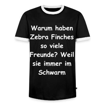 Zebra Finch Geschenk - Männer Kontrast-T-Shirt - Schwarz/Weiß - Vorne - AI Model Female 172 light (172cm) & AI Model Male 178 light (178cm)