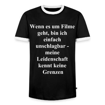 The ideal gift for every film fan - Men's Ringer Shirt - black/white - Front - AI Model Female 172 light (172cm) & AI Model Male 178 light (178cm)
