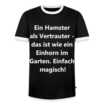 Hamster Vertrauter Geschenk - Männer Kontrast-T-Shirt - Schwarz/Weiß - Vorne - AI Model Female 172 light (172cm) & AI Model Male 178 light (178cm)