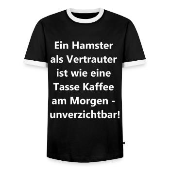 Hamster Familiar Gift - Men's Ringer Shirt - black/white - Front - AI Model Female 172 light (172cm) & AI Model Male 178 light (178cm)