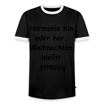 Gifts for the whole family - Men's Ringer Shirt - black/white - Front - AI Model Female 172 light (172cm) & AI Model Male 178 light (178cm)