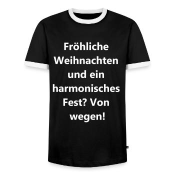 Personalized gifts for your loved ones - Men's Ringer Shirt - black/white - Front - AI Model Female 172 light (172cm) & AI Model Male 178 light (178cm)