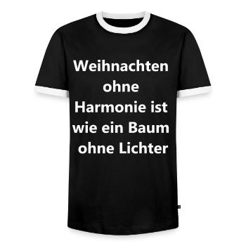Personalized gifts for your loved ones - Men's Ringer Shirt - black/white - Front - AI Model Female 172 light (172cm) & AI Model Male 178 light (178cm)