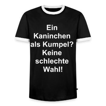 Mein flauschiger Kumpel - Männer Kontrast-T-Shirt - Schwarz/Weiß - Vorne - AI Model Female 172 light (172cm) & AI Model Male 178 light (178cm)