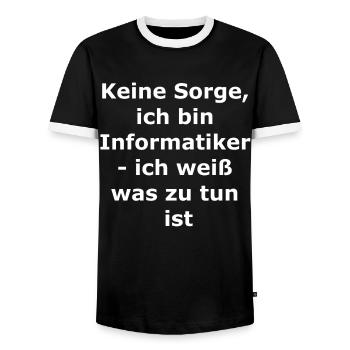 IT-Geschenk - Männer Kontrast-T-Shirt - Schwarz/Weiß - Vorne - AI Model Female 172 light (172cm) & AI Model Male 178 light (178cm)