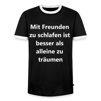Cadeau « Sweet Dreams » - T-shirt contrasté Homme - noir/blanc - Devant - AI Model Female 172 light (172cm) & AI Model Male 178 light (178cm)