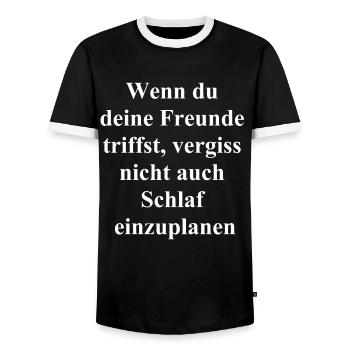 Cadeau « Sleepy Friends » - T-shirt contrasté Homme - noir/blanc - Devant - AI Model Female 172 light (172cm) & AI Model Male 178 light (178cm)
