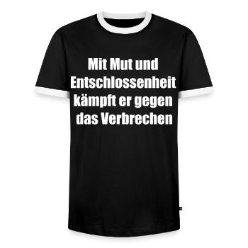 Polizei Geschenk - Männer Kontrast-T-Shirt - Schwarz/Weiß - Vorne - AI Model Female 172 light (172cm) & AI Model Male 178 light (178cm)