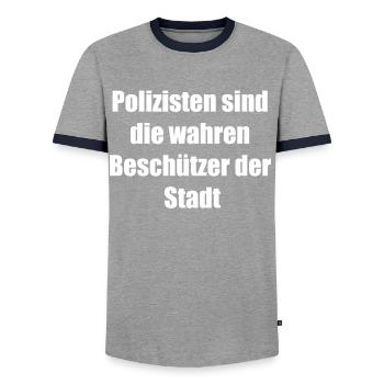 Gift for the best policeman - Men's Ringer Shirt - grey/navy  - Front - AI Model Female 172 light (172cm) & AI Model Male 178 light (178cm)