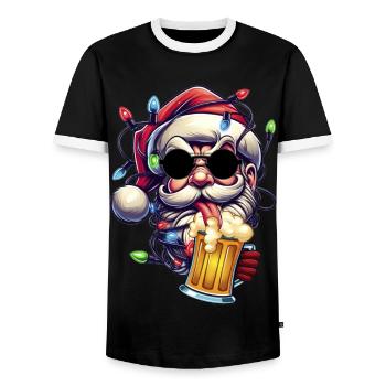Weihnachtsmann lecker Bierchen Prost Bier - Männer Kontrast-T-Shirt - Schwarz/Weiß - Vorne - AI Model Female 172 light (172cm) & AI Model Male 178 light (178cm)