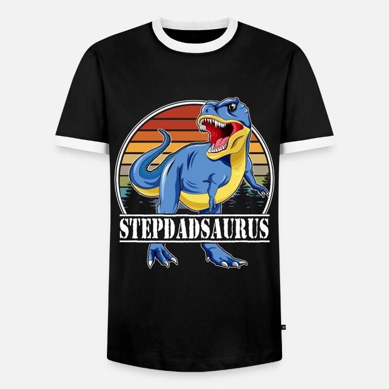 Dinosaurier-Familie - Stepdadsaurus - Männer Kontrast-T-Shirt - Schwarz/Weiß