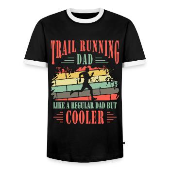 Trail Running Dad Cooler Trail Runner Cadeau de père - T-shirt contrasté Homme - noir/blanc - Devant - AI Model Female 172 light (172cm) & AI Model Male 178 light (178cm)