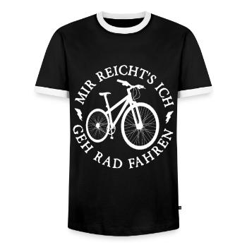 Radfahren, Fahrrad, Berge, Radsport, MTB, Rennrad - Männer Kontrast-T-Shirt - Schwarz/Weiß - Vorne - AI Model Female 172 light (172cm) & AI Model Male 178 light (178cm)