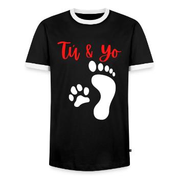 Chiens promener chiens Meilleur amis - T-shirt contrasté Homme - noir/blanc - Devant - AI Model Female 172 light (172cm) & AI Model Male 178 light (178cm)