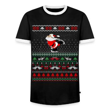 Hässlicher Weihnachtspullover Santa Skating Geschenkidee - Männer Kontrast-T-Shirt - Schwarz/Weiß - Vorne - AI Model Female 172 light (172cm) & AI Model Male 178 light (178cm)