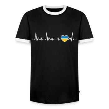 Drapeau ukrainien Shirs ukrainiens Cadeau - T-shirt contrasté Homme - noir/blanc - Devant - AI Model Female 172 light (172cm) & AI Model Male 178 light (178cm)